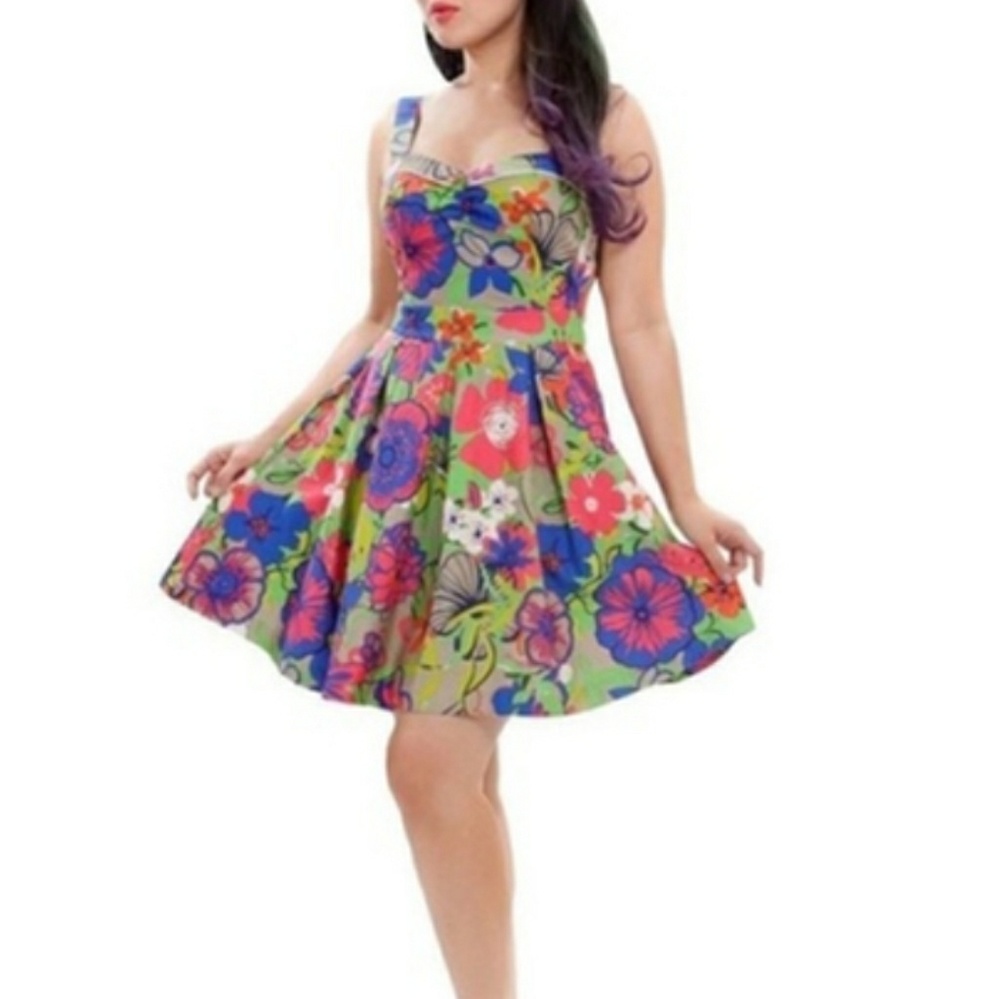 Beach Bash Floral Retro Rockabilly Dress - Picture 1 of 6